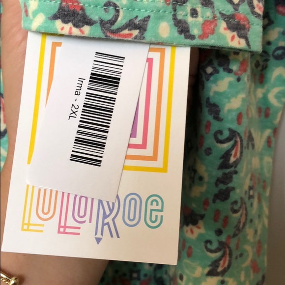 Lularoe Irma 2XL Mint Green with Purple & Pink - Picture 3 of 3